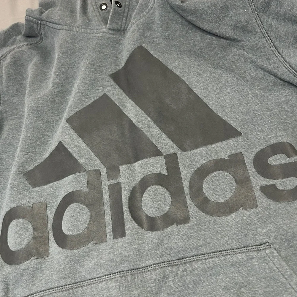 Adidas Gray Pullover Hoodie‎ Big Logo Sweatshirt Hooded Athleisure